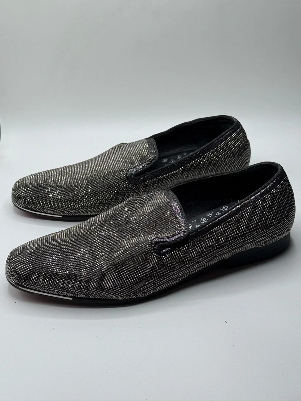 La Milano Men's Gunmetal Crystal-Embellished Slip-On Loafers